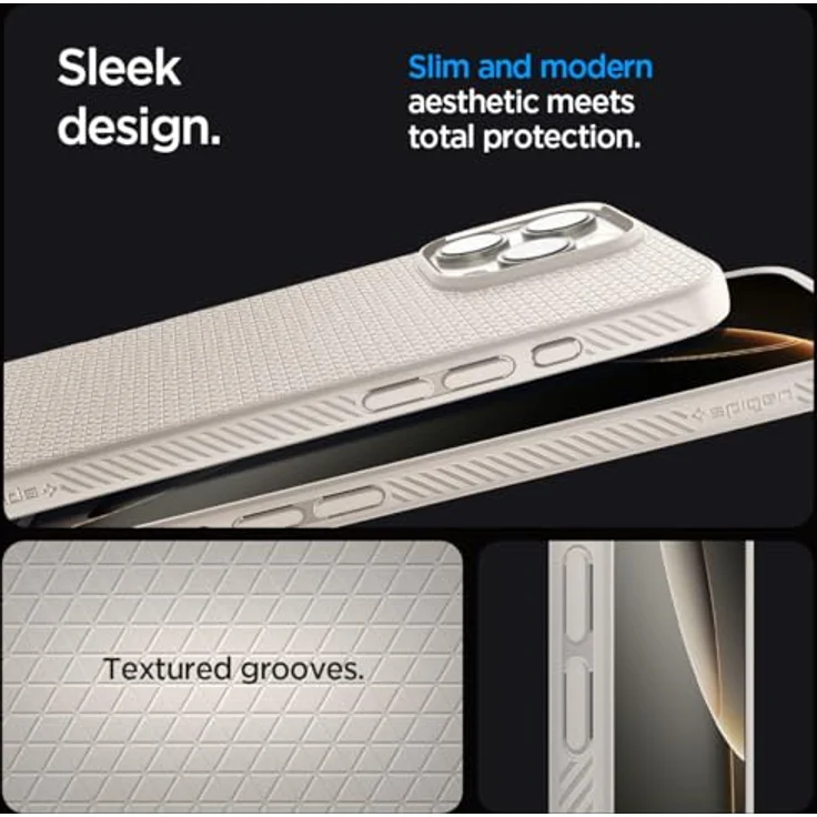 Spigen iPhone 16 Pro Hülle [rutschfest] Liquid Air Case - Natural Titanium – Bild 3