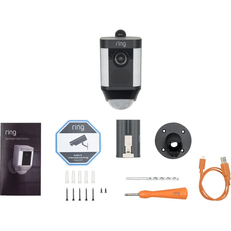 Ring Spotlight Cam Battery, HD Sicherheitskamera mit LED-Licht, Sirene und Gegensprechfunktion, Batterie betrieben, schwarz – Bild 4