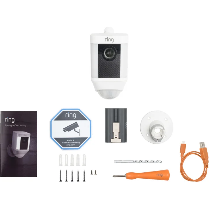 Ring Spotlight Cam Battery, HD Sicherheitskamera mit LED-Licht, Sirene und Gegensprechfunktion, Batterie betrieben, weiß – Bild 8