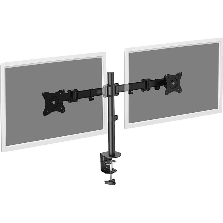 DIGITUS Monitor-Halterung - Tischklemme - 2 Monitore - Bis 27 Zoll - Bis 2x 8 kg - VESA 75x75, 100x100 - Schwarz – Bild 3