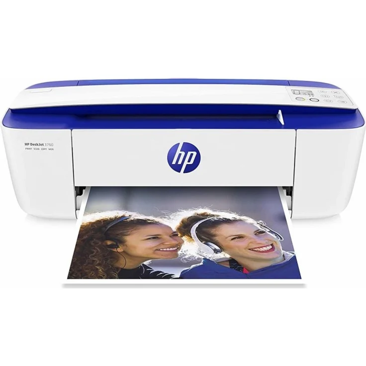 HP DeskJet 3760 (3-in-1) Multifunktionsdrucker - (Thermal Inkjet) Farbe, Druckgeschwindigkeit: 8 s/w, 5,5 Farbe, Auflösung: 1200 x 1200, USB, WLAN, AirPrint, Mobile Print, Wi-Fi-Direct (T8X19B) – Bild 1