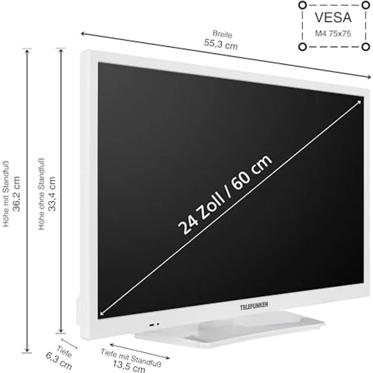 Telefunken Fernseher 24 Zoll Smart TV VIDAA XH24VP550M-W HD Fernseher, HDR TV mit integriertem Triple-Tuner, LED TV weiß – Bild 3