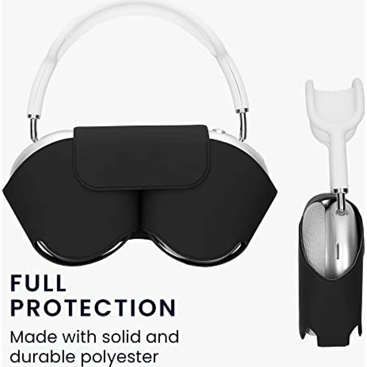 kwmobile Hülle kompatibel mit Apple Airpods Max Case - weiche Kopfhörer Tasche - Etui aus Polyester - Schwarz Cover – Bild 4