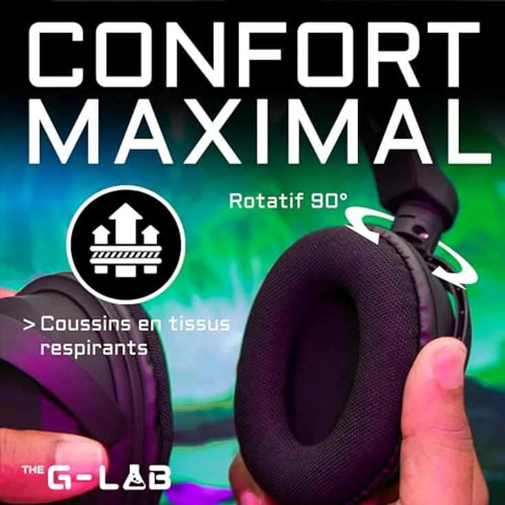 The G-Lab Korp Carbon Gaming Headset, Mikrofon Gamer mit verstärktem Bass, abnehmbares Mikrofon, leicht und bequem, kompatibel mit Xbox One, PC, PS5, Switch, Smartphone (schwarz) – Bild 4