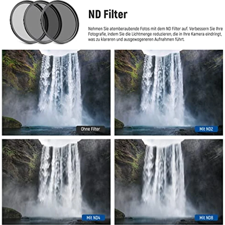 Komplettes Objektivfilter-Zubehör-Kit, 67 mm, von Neewer® für Objektive mit Filtergröße 67 mm:UV-, CPL-, FLD-Filter-Set + Makro-Nahaufnahmen-Set (+1, +2, +4, +10) + ND-Filter-Set (ND2, ND4, ND8) + andere. – Bild 5