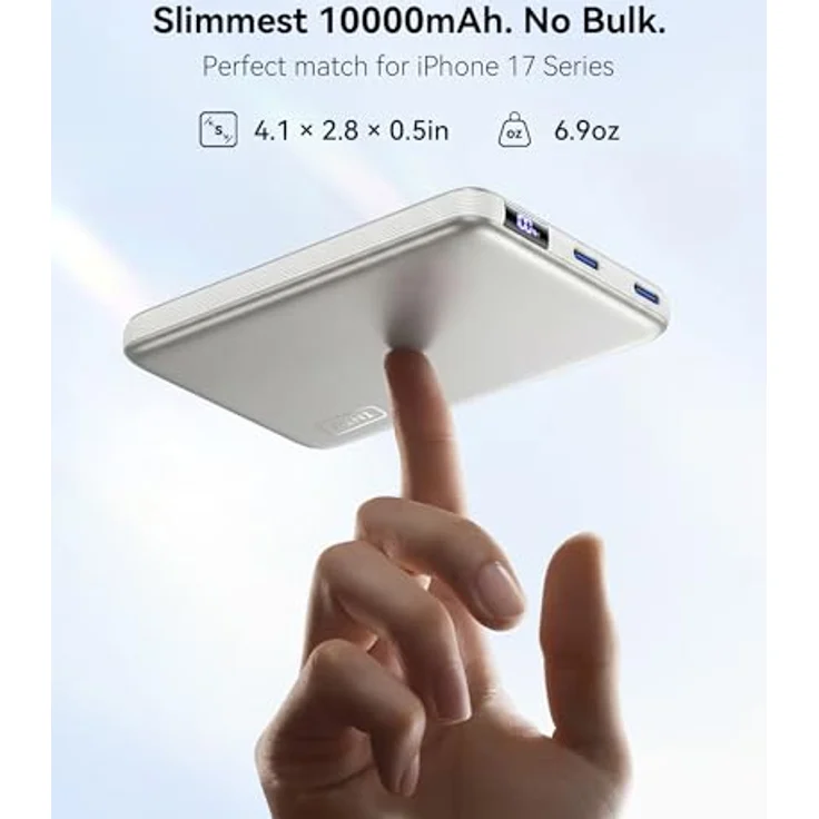 INIU 10000mAh Qi2 25W Power Bank, Dünnste Kabellose & Ultraschnelle Ladegerät mit 45W USB C, Magnetisches Laden, LED Anzeige, Flugsicher für iPhone 17-12 Serie, Weiß – Bild 2