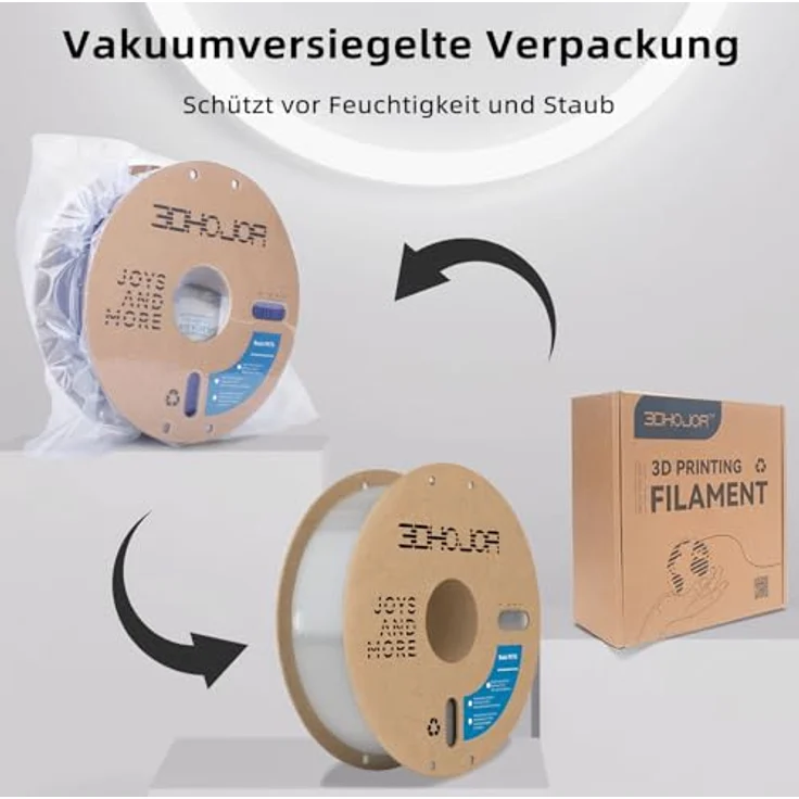 3DHoJor PETG Filament 1.75mm 1KG Durchscheinend, hohe Zähigkeit und Druckstabilität, feuchtigkeitsbeständig – Bild 5