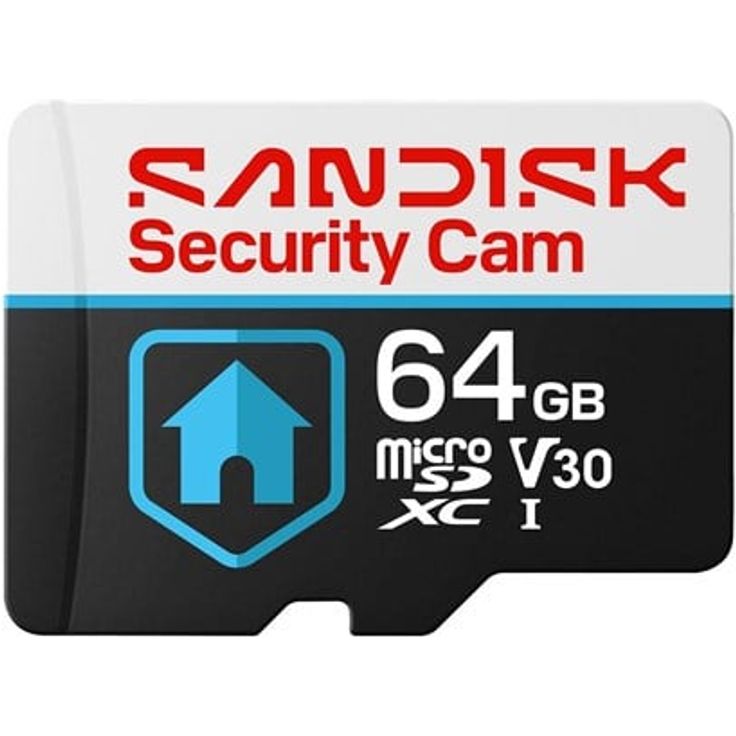 SANDISK Security Cam microSD, 64GB, UHS-I, bis zu 100MB/s, für Sicherheitskameras in extremen Bedingungen