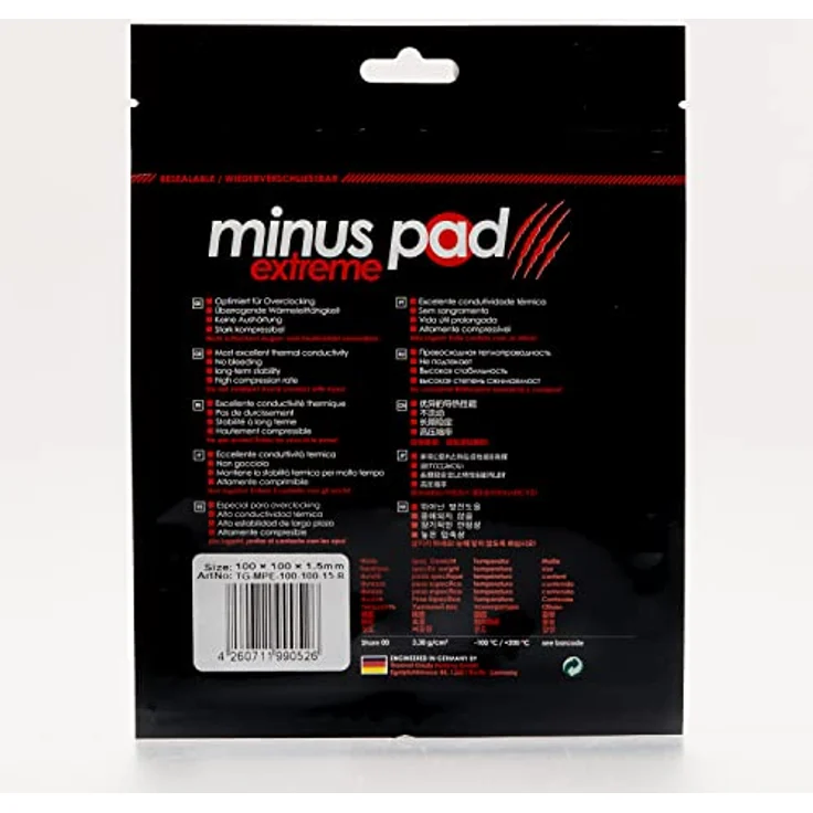Thermal Grizzly Minus Pad Extreme Thermopad - Selbstklebend, Silicone Thermal Pad - Leitet die Wärme und kühlt Ihrer heiße PC Komponenten oder Ihrer Konsole ab (100 × 100 × 1,5 mm) – Bild 5