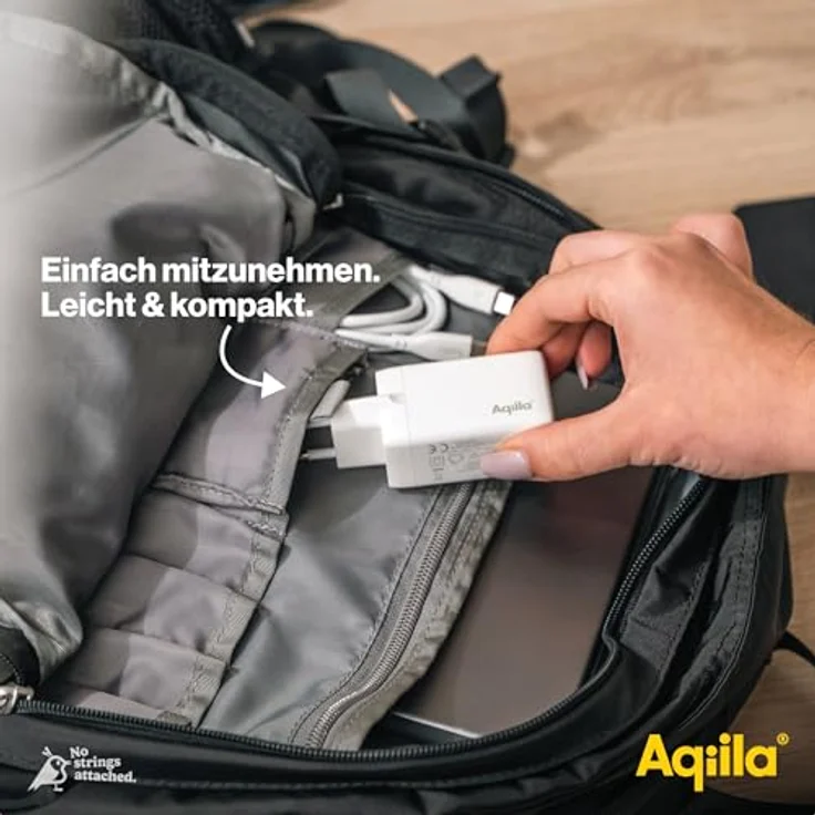 Aqiila USB-C Ladegerät 65W | Schnellladegerät GaN Technologie, PD, Quick Charge, 2X USB-C, 1x USB-A, Netzteil Ladestecker, kompaktes Design, 100-240V, plastikfrei verpackt | Chargebird W3 Weiß – Bild 5