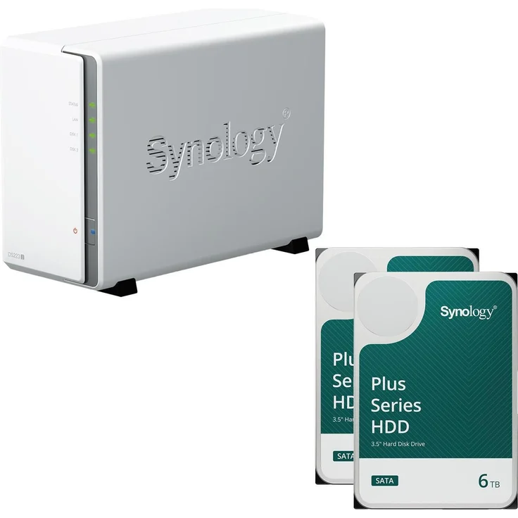 Synology DiskStation DS223J, NAS-Server Leergehäuse für 2x 3.5" SATA HDD, schwarz