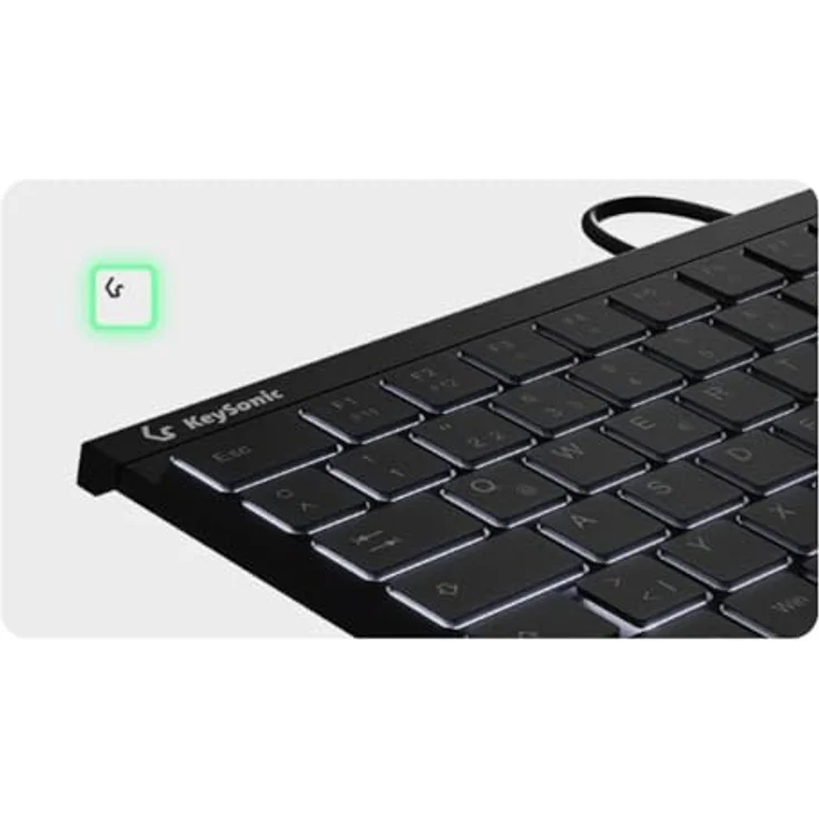 KeySonic KSK-5211ELU (DE) Tastatur USB QWERTZ Deutsch Schwarz mit warmweißer Hintergrundbeleuchtung, leisem Tippen und integriertem Touchpad – Bild 5
