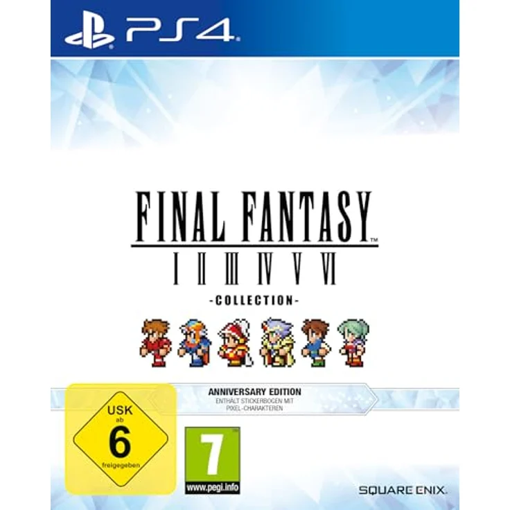 SQUARE ENIX FINAL FANTASY I-VI COLLECTION ANNIVERSARY EDITION (PS4), mit durchgängig aktualisierter 2D-Pixel-Grafik und Stickerbogen + Soundtrack – Bild 1