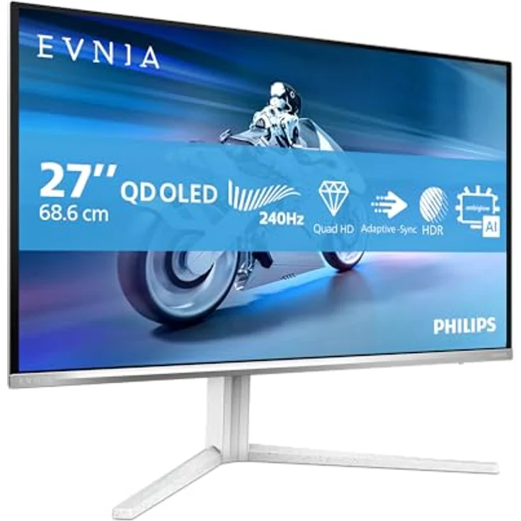 Philips 27M2N6501L, 27 Zoll QHD OLED Gaming Monitor mit Ambiglow, 240Hz, 0.03ms, G-Sync kompatibel, HDR10, Weiss – Bild 1