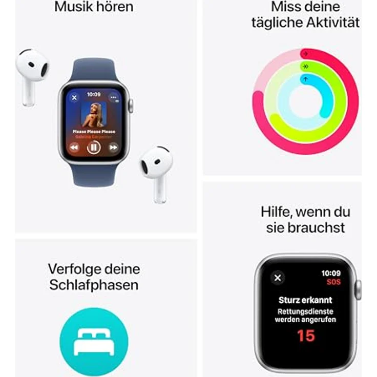Apple Watch SE (2. Generation) GPS 40 mm Smartwatch in Polarstern mit Fitness und Schlaftracker, Unfallerkennung, Herzfrequenzmesser – Bild 3