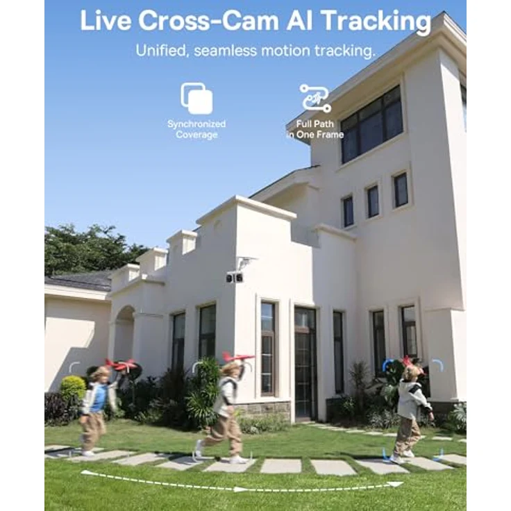 Baseus Security X1 Pro, Solar WLAN Überwachungskamera Außen mit Dual-Kamera und 32 GB Micro-SD-Karte, 300° Panoramabedeckung, IP65 wetterfest, KI-Erkennung – Bild 3