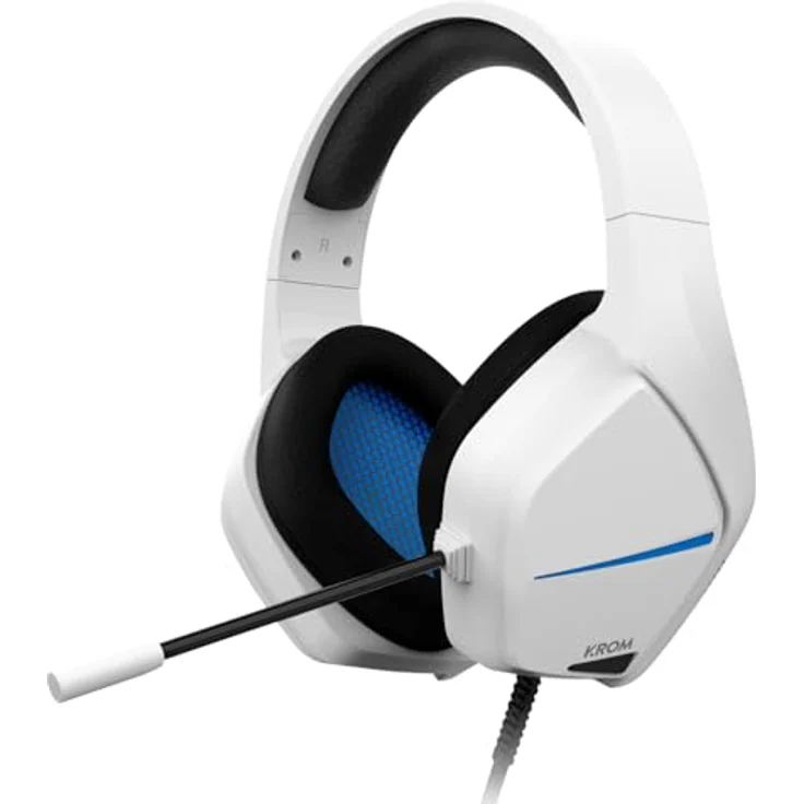 Krom Kopa Move, Kabelgebundenes Gaming Headset mit 50 mm Lautsprechern und omnidirektionalem Mikrofon, Weiss – Bild 1