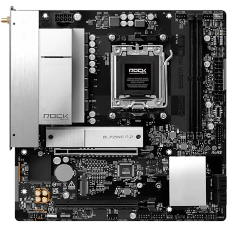 ASRock B850M Rock WiFi AM5 mATX Mainboard, DDR5, PCIe 5.0, HDMI 2.1, WiFi 6E, 2.5G LAN – Bild 2