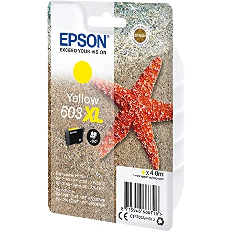 Epson 603XL - 4 ml - XL - Gelb - Original - Blister mit RF- / aktustischem Alarmsignal - Tintenpatrone - für Expression Home XP-2100, 2105, 3100, 3105, 4100, 4105, WorkForce WF-2810, 2830, 2835, 2850 – Bild 2