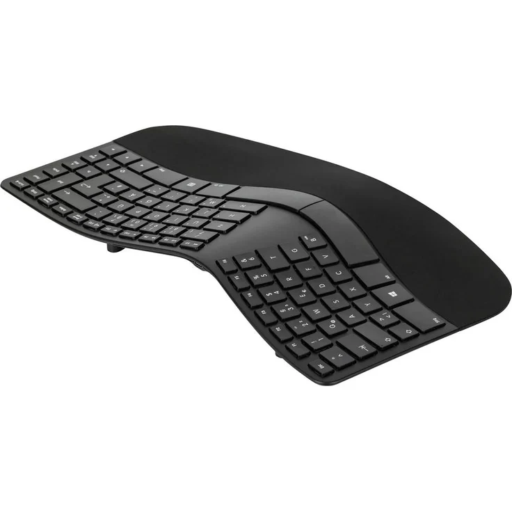 Matias Sculpted Ergonomic Rechargeable Keyboard, Kabellose Tastatur Deutsch QWERTZ, Schwarz