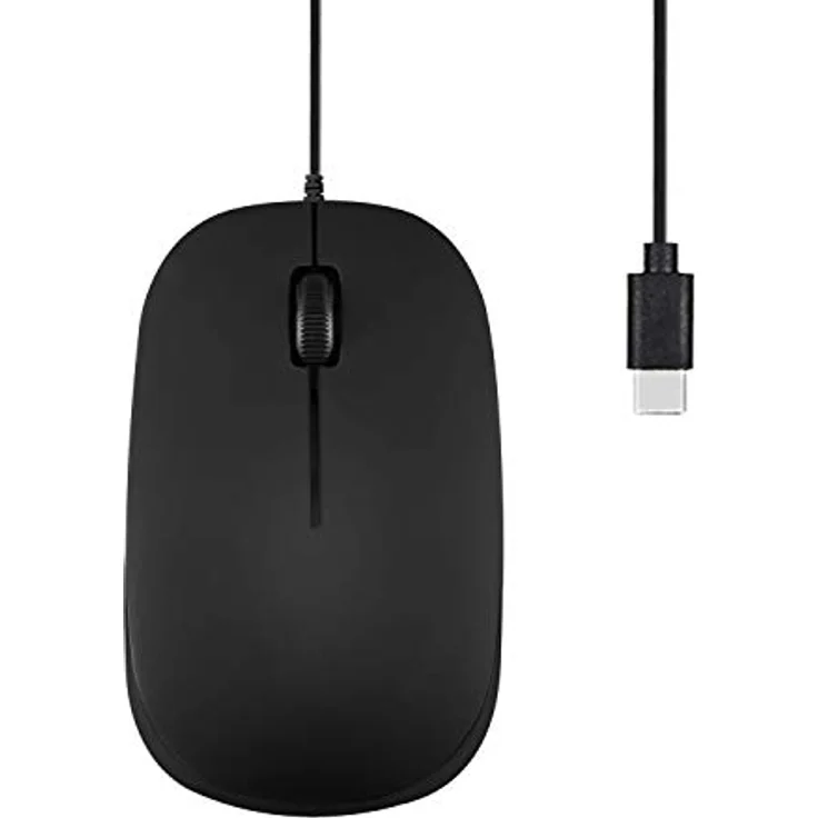 Perixx PERIMICE-201C USB-C optische Maus, 3 Tasten, Scrollrad, 800 DPI, Schwarz Matt – Bild 1