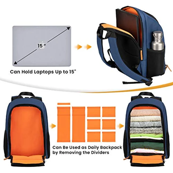 TARION Kamerarucksack, Spiegelreflex Fotorucksack, wasserdicht, leicht und kompakt, 15 Zoll Laptopfach, Regenhaube, blau – Bild 4
