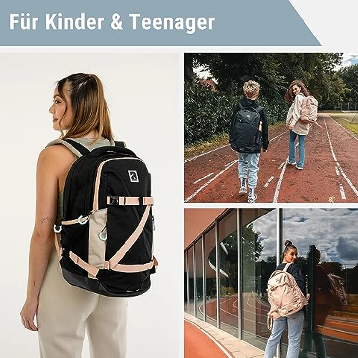 Audetic Schulrucksack Mädchen Teenager Schwarz Rosa - Cosmo - Schulranzen für Klasse 5 - Ergonomische Schultasche mit vielen Fächern für Schule & Freizeit - Wasserabweisend – Bild 3