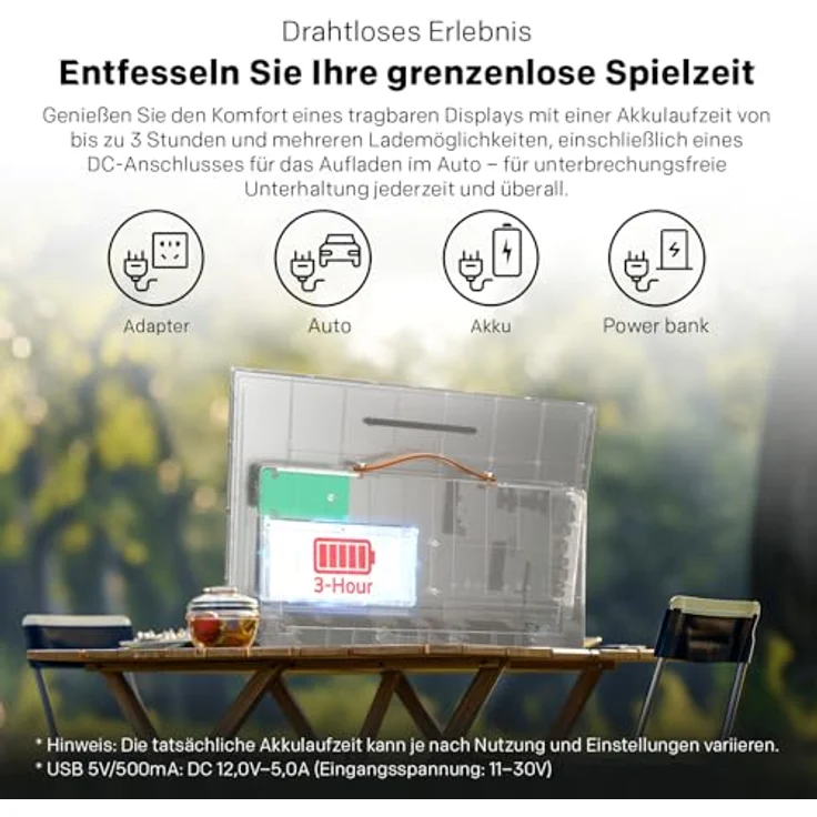 METZ Blue Tragbarer Fernseher MPE7000, 24 Zoll FHD mit Google TV, Akku, Blendfreier Bildschirm, HDR10, Dolby Audio, Bluetooth, Wi-Fi, 12V Auto-Ladegerät, weiß – Bild 5