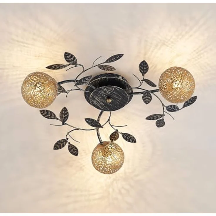 Lucande Deckenlampe 'Evory' in Gold/Messing aus Metall (3 flammig, G9) - Florentiner Deckenleuchte, Wohnzimmerlampe – Bild 5