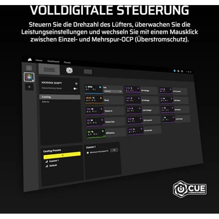 Corsair HX1000i, 1000 W vollmodulares PC-Netzteil mit 80 PLUS Platinum-Zertifizierung, Schwarz – Bild 9