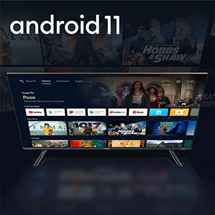 CHiQ Fernseher,32 Zoll Smart TV,Android11,HDR,WiFi,Bluetooth,Google Assistant,Chromecast,Netflix,Prime Video,YouTube,Triple Tuner(DVB-T2/T/C/S2),HDMI/USB,Dolby Audio – Bild 2