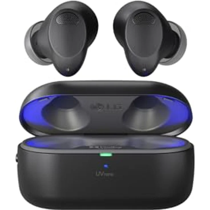 LG Tone Free T90S In-Ear Bluetooth Kopfhörer mit Dolby Atmos-Sound, Meridian-Technologie, ANC (Active Noise Cancellation) & UVnano+, Schwarz – Bild 1