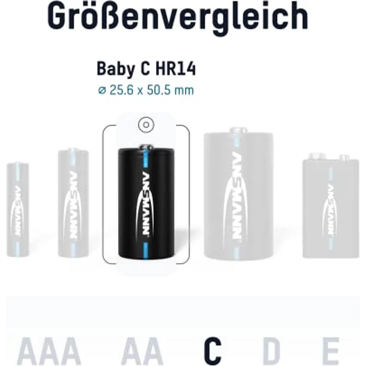 ANSMANN Akku Baby C 4500mAh NiMH 1,2V - Batterien wiederaufladbar (2 Stück) – Bild 3