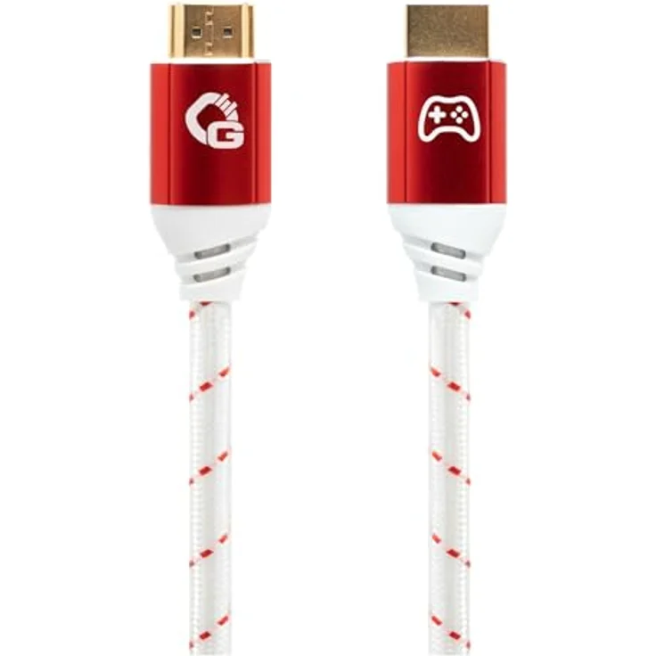 OEHLBACH GAMING New Game Red HDMI 2.1b Kabel, 2 Meter, Ultra High Speed, 8K@60Hz, eARC, ALLM, VRR, DSC, Weiß, kompatibel mit PS5, Xbox Series X/S, Nintendo Switch, PC – Bild 1