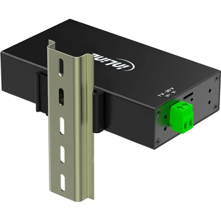 InLine USB 3.2 Gen.1 Industrie-Hub 7 Ports, aktiver Aluminium-Hub mit Netzteil, DIN-Schienen-Montage, 5Gb/s, Schutzfunktionen, 33456B – Bild 5