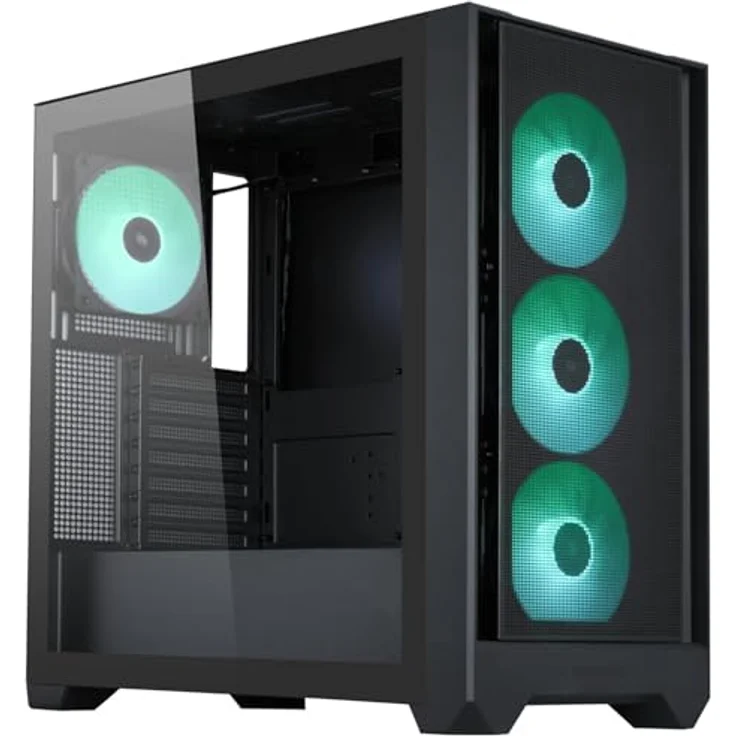 SILENTWARE Flow 110 Black A-RGB Midi Tower PC-Gehäuse, Meshfront, 4x 120mm A-RGB Lüfter, GPU bis 380mm, ATX/mATX/ITX – Bild 1
