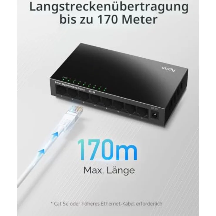 Cudy GS108 Netzwerk Switch Gigabit Ethernet (10/100/1000) Schwarz (8 Ports) – Bild 3