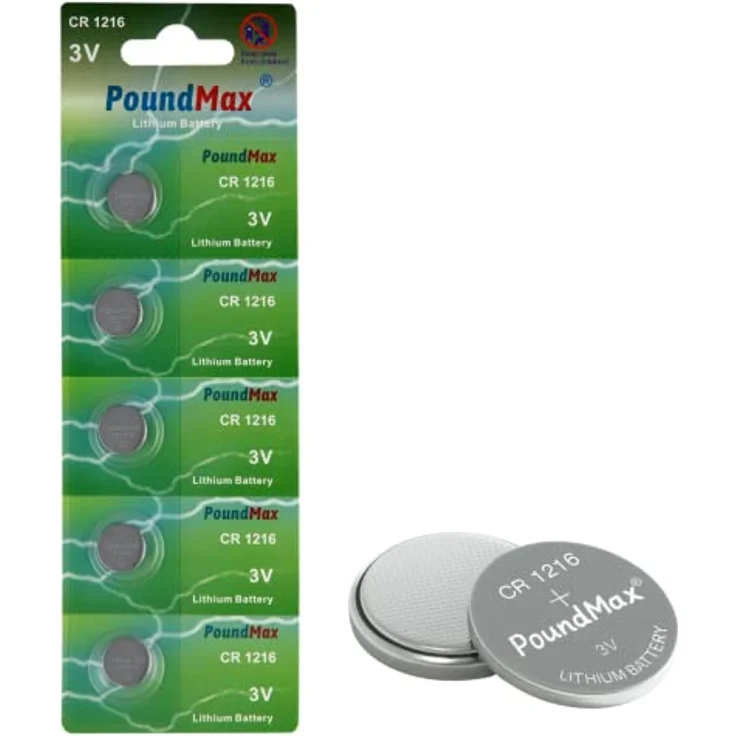 PoundMax Lithium-Knopfzellenbatterien, 1216, DL1216, 3 V, 5 Stück – Bild 2