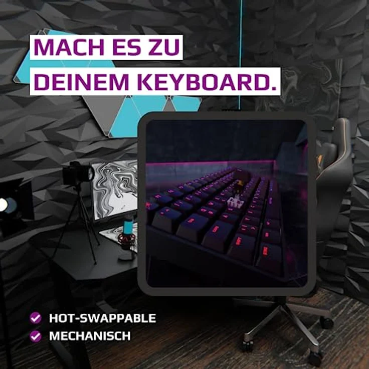 Nyfter - NYFBOARD GEN2 Black Gaming Computer Tastatur mit Gateron Yellow Switches - HOT-SWAPPABLE mechanisch RGB-Hintergrundbeleuchtung ISO-DE 75% Layout für Gamer – Bild 5
