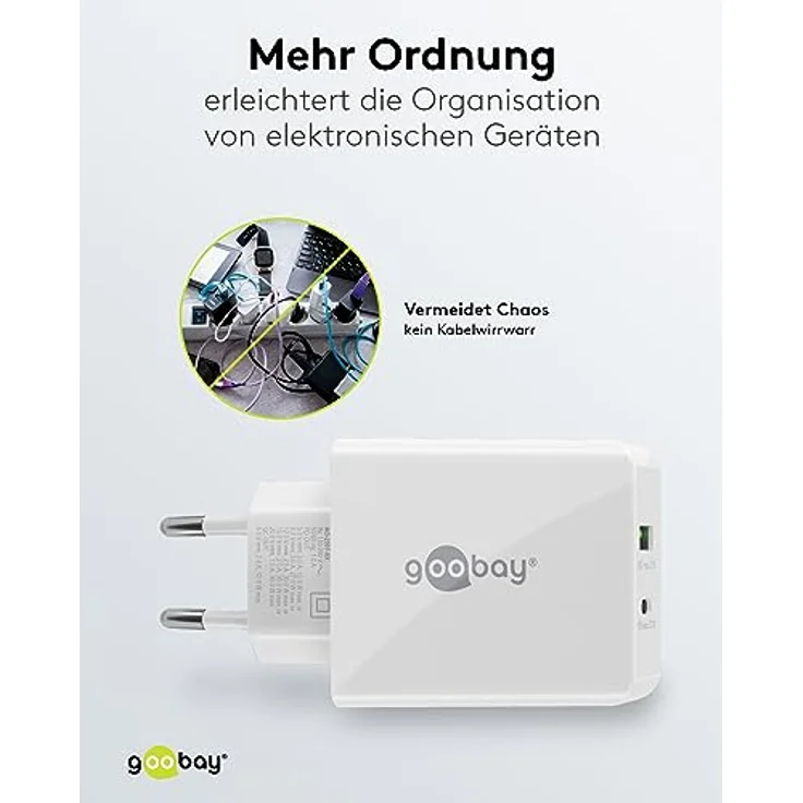 goobay 61674 Dual USB C PD (Power Delivery) Schnellladegerät (30 W) / Quick Charge Netzteil für iPhone, Samsung, Huawai/Handy Ladegerät/Ladeadapter für die Steckdose/weiß – Bild 5