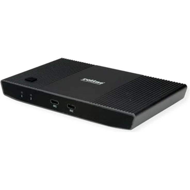 ROLINE KVM Switch, HDMI 4K, USB, 1 User - 2 Mobilgeräte, Solides Metallgehäuse, Schwarz – Bild 3