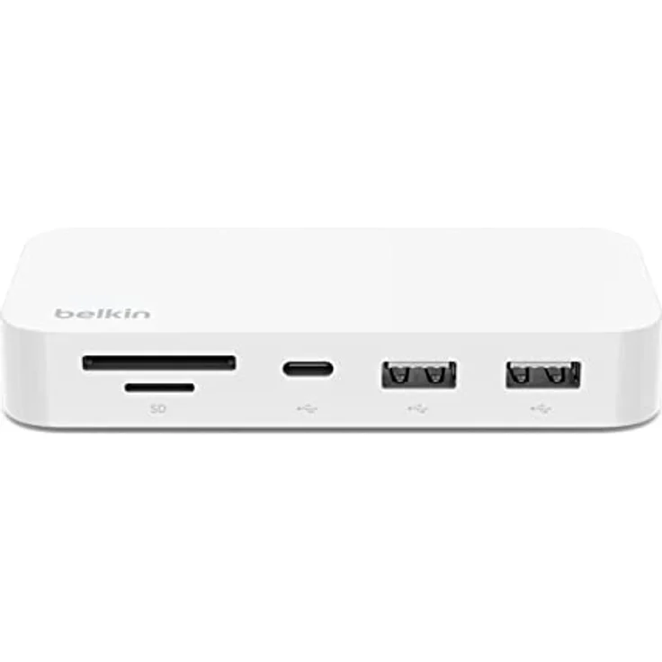 Belkin 6-in-1-USB-C-Hub, rückseitig montierbare Dockingstation für iMac 24″ mit SD-/microSD-Kartenleser, 2 USB-A-Ports, USB-C-Port schnellen Datentransfer und Peripheriegeräte, Weiß, INC011btWH – Bild 1