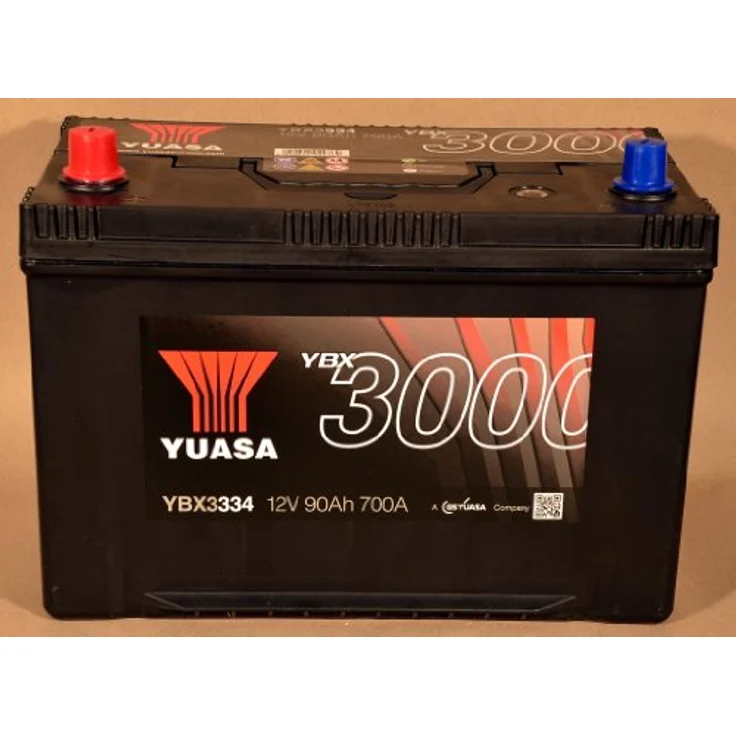 Yuasa SMF YBX3334 Autobatterie 90Ah, T1-Anschluss mit Handgriffen und Ladezustandsanzeige, 12V – Bild 1