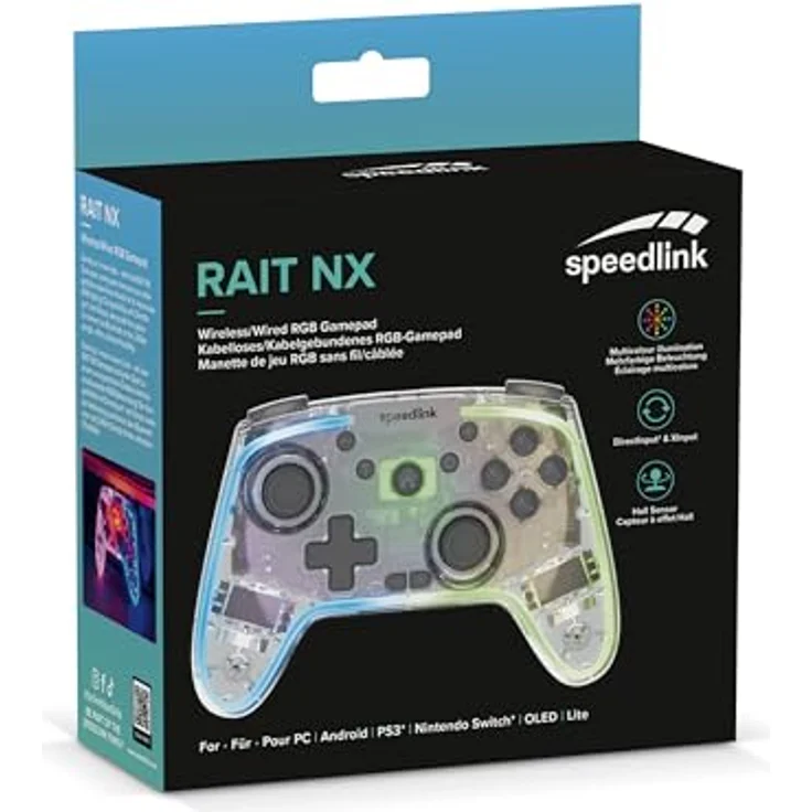 Speedlink RAIT NX RGB Gamepad, Wireless/Wired Controller für PC/Android/Switch OLED/Lite, transparente Optik, RGB-Beleuchtung, 600mAh Akku – Bild 10