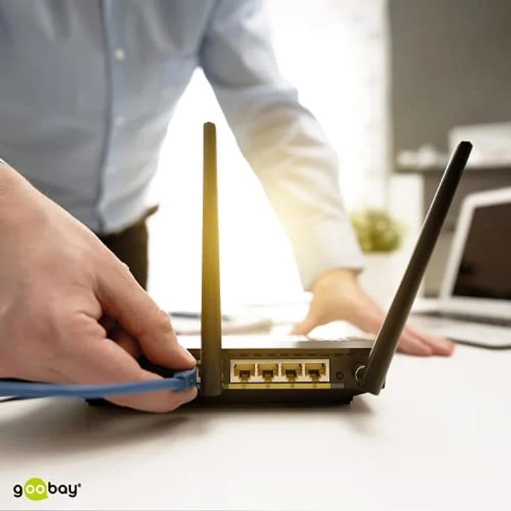 Goobay 68577 Telefonkabel RJ11 Stecker auf RJ45 Stecker Flachkabel RJ11 Kabel für Faxgerät DSL Modem VDSL Router Kabel ISDN DSL Kabel Schwarz 6m – Bild 4