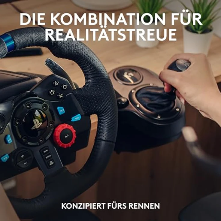 Logitech G G29 SE Driving Force Rennlenkrad und Pedale, Force Feedback, echtes Leder, 900°-Lenkbereich, für PS5, PS4 und PC, Mac – Schwarz – Bild 2