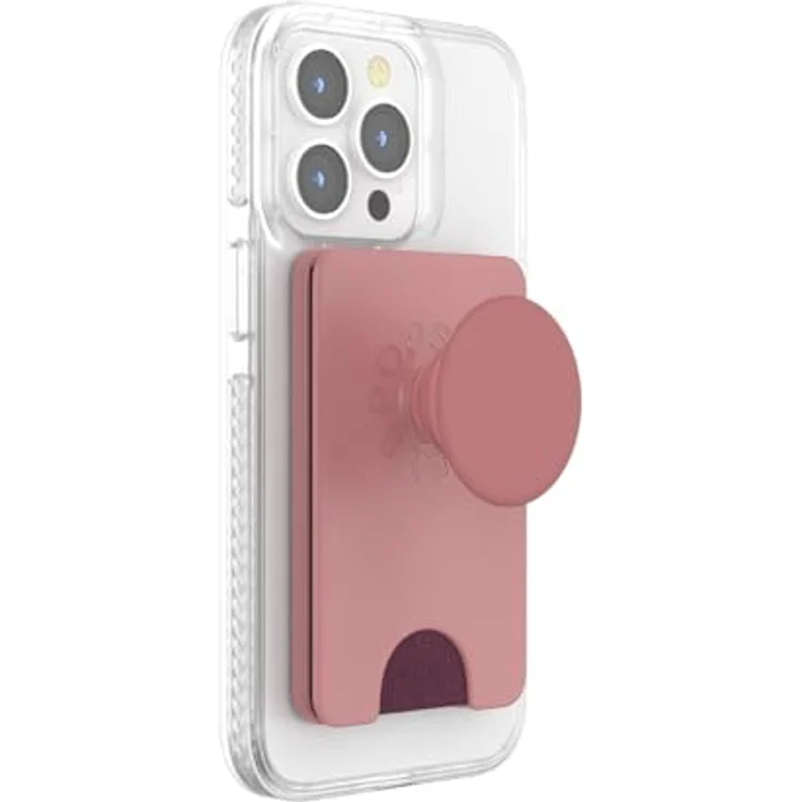 PopSockets PopWallet, Telefon-Geldbörse mit erweitertem Griff, Adapterring für MagSafe, kabellos aufladbar, Clay – Bild 2