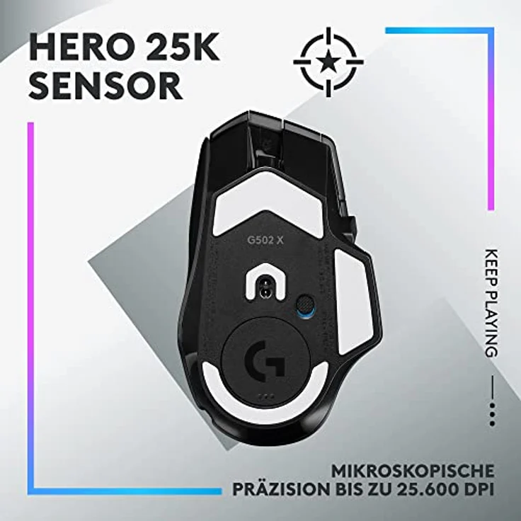 Logitech G502 X PLUS LIGHTSPEED Kabellose RGB-Gaming-Maus - Optische Maus mit LIGHTFORCE Hybridschaltern, LIGHTSYNC RGB, HERO 25K Gaming-Sensor, Kompatibel mit PC - macOS/Windows - Schwarz – Bild 4