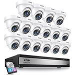 ZOSI 16CH 1080P 2TB HDD DVR Überwachungskamera Set, 16X 2MP Dome Kamera Außen System, 24m IR Nachtsicht, Bewegung Alarm