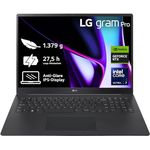 LG gram Pro 17 Zoll Notebook - 1379g Intel Core Ultra7, NVIDIA RTX3050 Laptop (32GB RAM, 2TB Dual SSD, 27h Akkulaufzeit, IPS Panel Anti-Glare Display, Win 11 Pro) - Schwarz